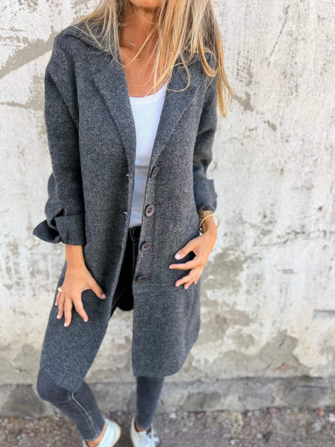 Nadia | Casual Long Coat with Lapels