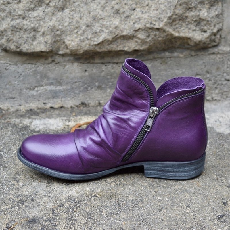 Vivienne | Leather Boots With Zip Closure